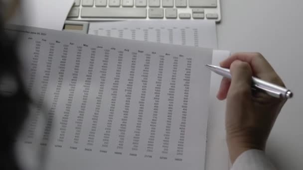 Snímek Tabulky Rozpočtu Měsíční Bázi Firemní Finance Koncepce Účetnictví — Stock video