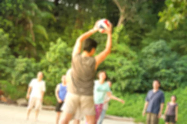 People Playing Ball Game Outdoors Defocused Blur Image Summer Bacground — Stock Photo, Image