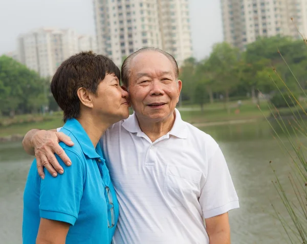 Senior couple at the park — Stock Photo, Image