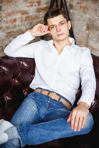 Close-up portrait of gorgeous young man in business style Stock Picture