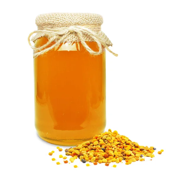 Honey Jar Bee Pollen Isolated White Stock Picture