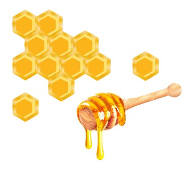 bal peteği ve damlayan bal beyaz bir arkaplanda izole edilmiş