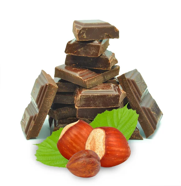 Chocolate and hazelnuts — Stock Photo, Image