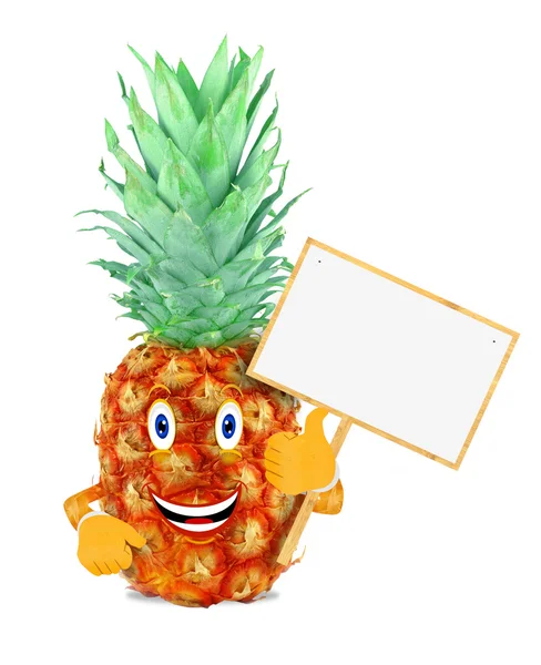 Ananas met bord — Stockfoto