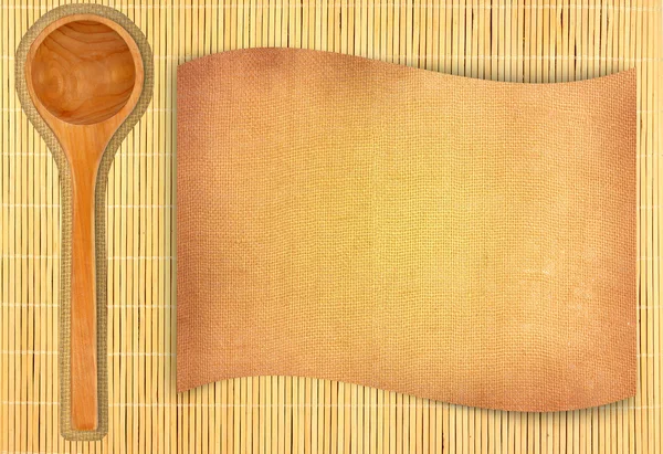 Kepçe ile bambu arka plan — Stok fotoğraf