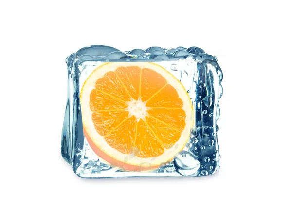 Narancs és jég — Stock Fotó