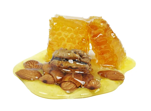 Honey with nuts — Stock Photo, Image