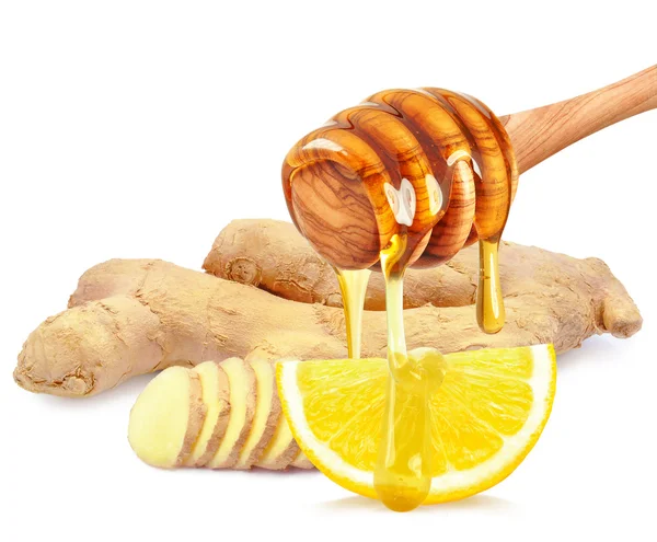 Honig mit Zitrone und Ingwer — Stockfoto