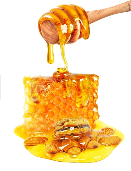 Nuts with honey — Stock Photo, Image