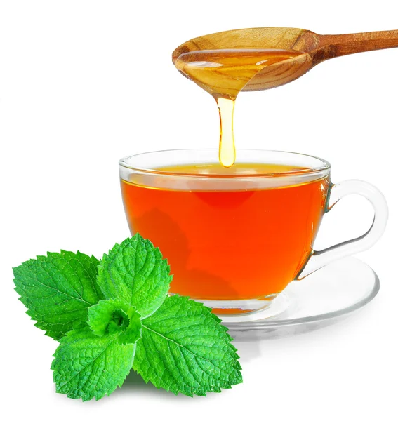 Мятный чай с медом — стоковое фото