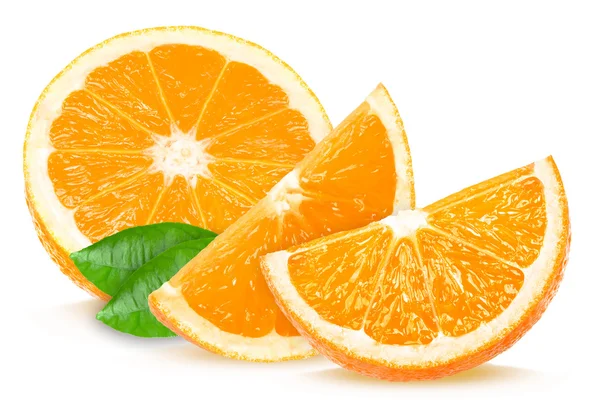 Oranje segmenten geïsoleerd — Stockfoto