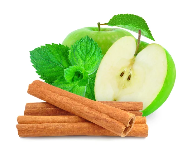 Apple with mint and cinnamon — Stock Photo, Image