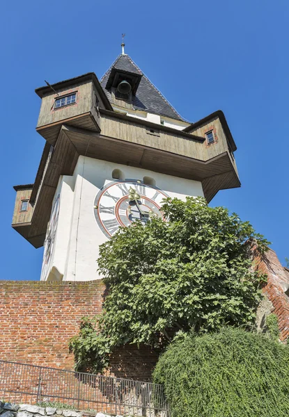 Vecchia torre dell'orologio Uhrturm a Graz, Austria — Foto Stock