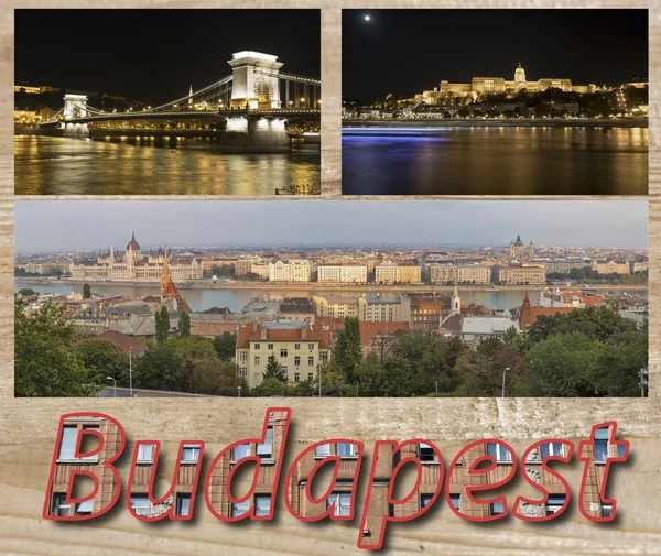 Collage of famous places in Budapest, Hungary — Stock Photo, Image