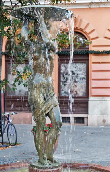 Фонтан со статуей голой женщины. Buda Castle area, Будапешт . — стоковое фото
