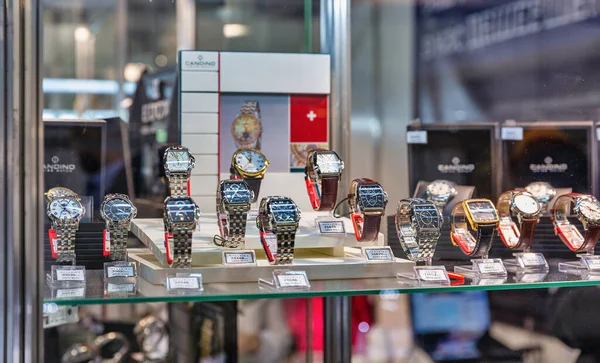Kyiv Ucraina Dicembre 2015 Candino Luxury Watch Swiss Company Stand — Foto Stock