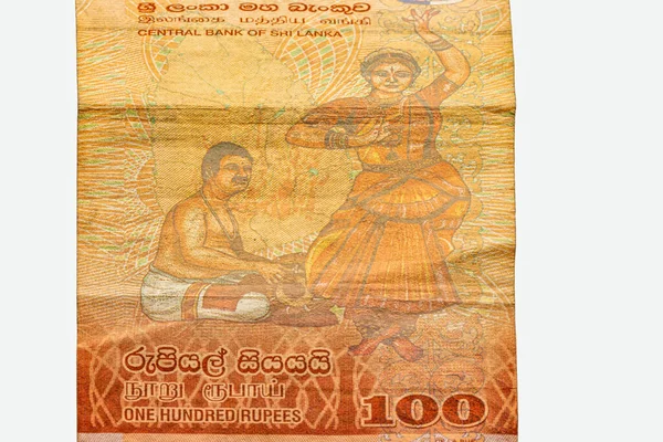 100 Rupia Dello Sri Lanka Usato Banconote Primo Piano Sfondo — Foto Stock