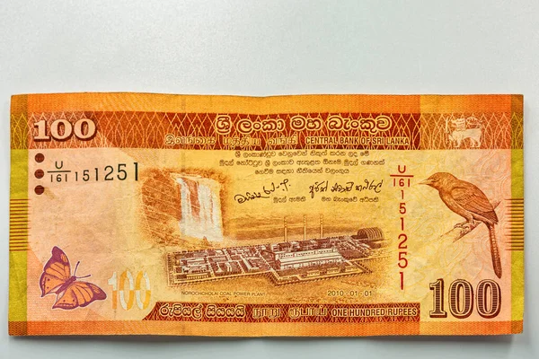 Usato 100 Rupia Dello Sri Lanka Rovescio Banconote Usate Primo — Foto Stock