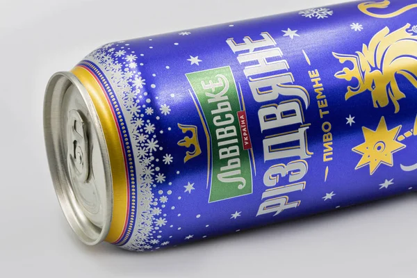 Kyiv Ukraine November 2020 Lvivske Kerst Donker Bier Kan Dicht — Stockfoto