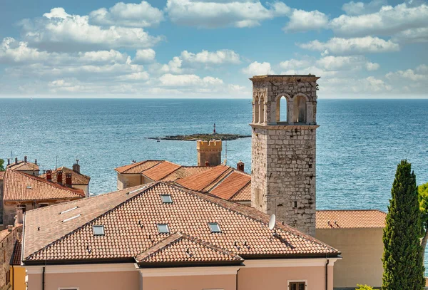 Torre Mosteiro Medieval Ilha Porec Croácia Vista Cima — Fotografia de Stock