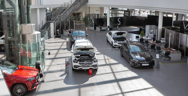 Kyiv Ukraine May 2021 New Cars Indoors Display Mercedes Benz — Stock Photo, Image