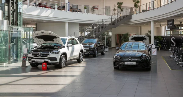 Kyiv Ucrania Mayo 2021 Nuevos Coches Interior Exhibición Mercedes Benz — Foto de Stock