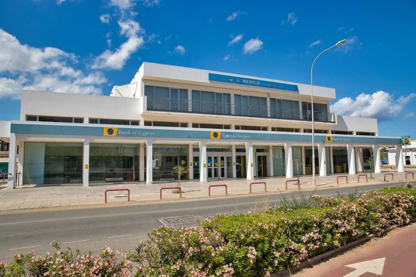 Ayia Napa Cyprus May 2021 Bank Cyprus Facade Summer Sunny — Stock Photo, Image