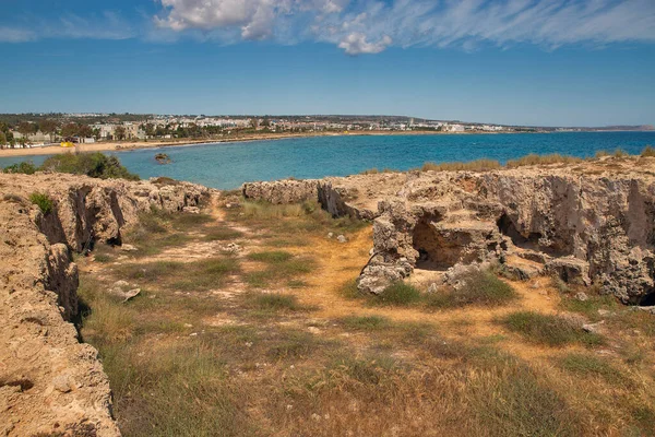 Zomer Landschap Met Ayia Napa Stadsgezicht Pernera Strand Cyprus — Stockfoto