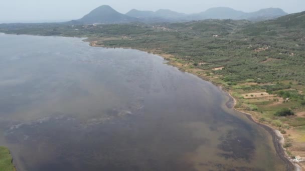 Korission Gölü Üzerinde Hava Aracı Videosu Korission Lagoon Yunanistan Korfu — Stok video