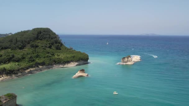 Yunanistan Korfu Adasındaki Ünlü Turistik Eğlence Merkezi Olan Aşk Kanalı — Stok video