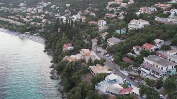 Vista Aérea Del Dron Sobre Costa Rocosa Mparmpati Playa Barbati — Vídeo de stock