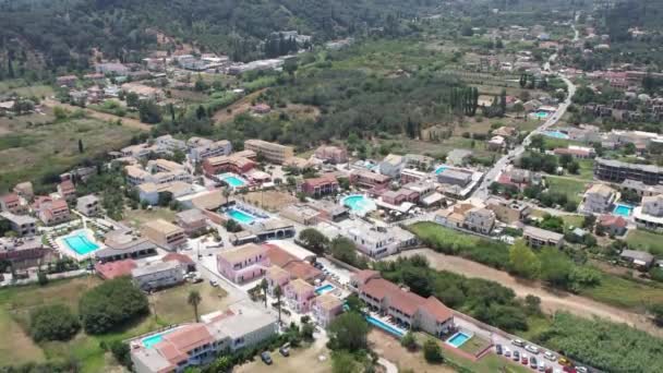 Vista Aérea Del Dron Sobre Pueblo Sidari Famoso Por Canal — Vídeos de Stock