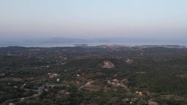 Flygdrönare Utsikt Över Typiska Landsbygdslandskap Centrala Korfu Grekland Utsikt Över — Stockvideo