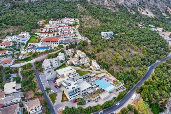 Vista Aérea Del Dron Sobre Pueblo Turístico Mparmpati Este Isla — Foto de Stock