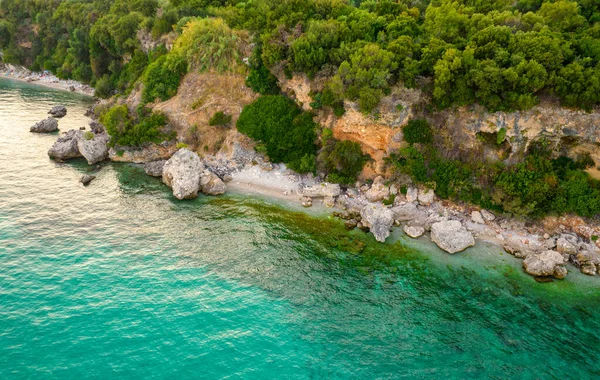 Vue Aérienne Drone Sur Plage Côte Rocheuse Mparmpati Est Île — Photo