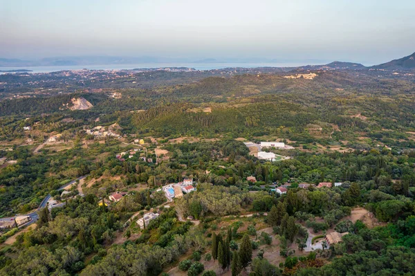 Vista Aérea Del Dron Sobre Paisaje Rural Típico Isla Central — Foto de Stock