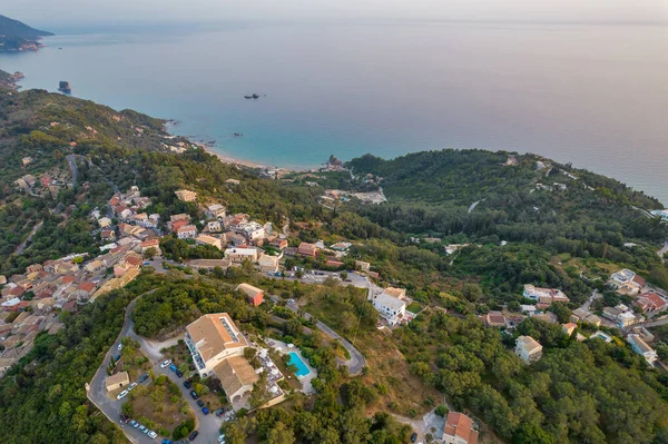 Aerial Drone View Kaisers Throne Sunset Western Coast Corfu Island — Stock Photo, Image