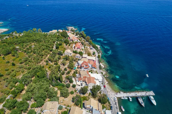 Vue Aérienne Sur Marina Kassiopi Petit Port Emblématique Village Pêcheurs — Photo