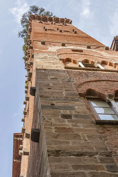 上に木がある、イタリアのルッカでグイニージの塔 — ストック写真
