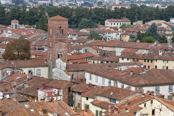 Paesaggio urbano di Lucca dalla Torre Guinigi, Italia — Foto Stock