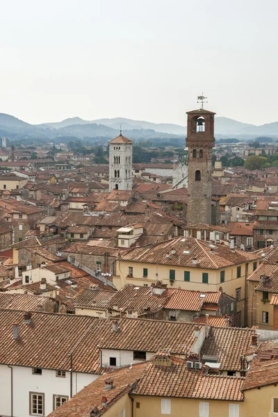 Lucca stadsgezicht van Guinigi Tower, Toscane, Italië — Stockfoto