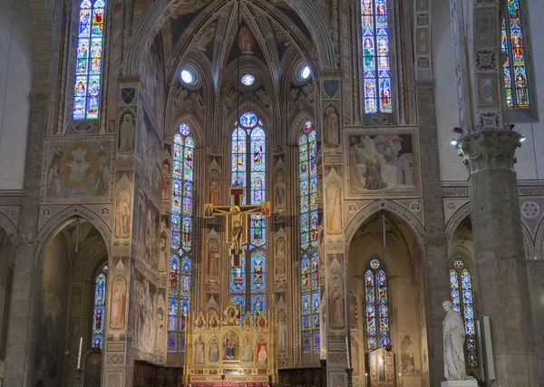 Interiören i basilikan Santa Croce i Florens, Italien — Stockfoto