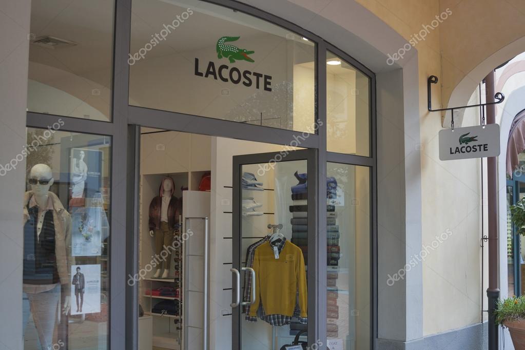 MUGELLO, ITALY - SEPTEMBER 11, 2014: Facade of Lacoste store in McArthurGlen Designer Outlet Barberino situated close to Florence. Lacoste is a French clothing company founded in 1933 by  Rene Lacoste