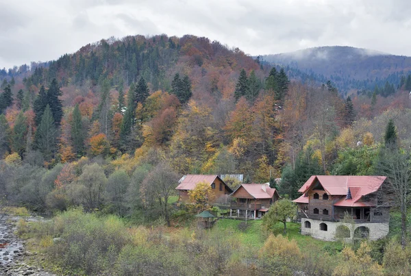 Jaremcze wieś jesienią, Karpaty, Ukraina. — Zdjęcie stockowe