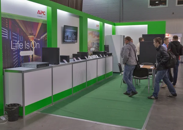 Schneider Electric company booth at CEE 2015, the largest electronics trade show in Ukraine — Stock fotografie