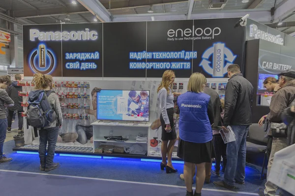 Panasonic company booth at CEE 2015, the largest electronics trade show in Ukraine — Stock Photo, Image
