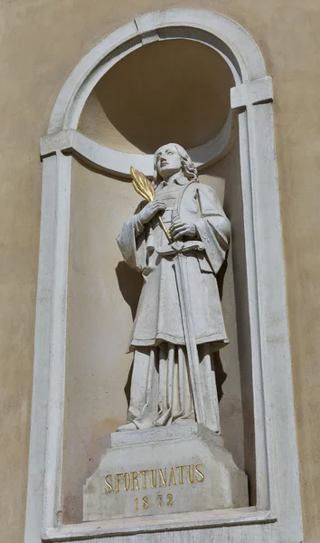 Saint Fortunatus standbeeld van Sint Nicolaas Kathedraal in Ljubljana, Slovenië — Stockfoto