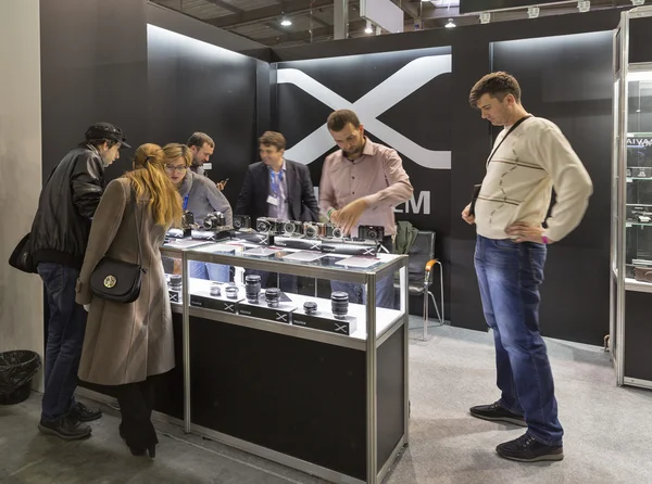 Fujifilm company booth at CEE 2015, the largest electronics trade show in Ukraine — Stock Photo, Image