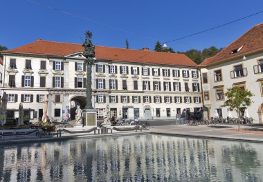 Karmeliterplatz square in Graz Old Town, Austria.