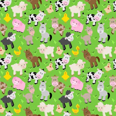 Kesintisiz, Tileable çiftlik hayvan ve çiftlik arka plan deseni
